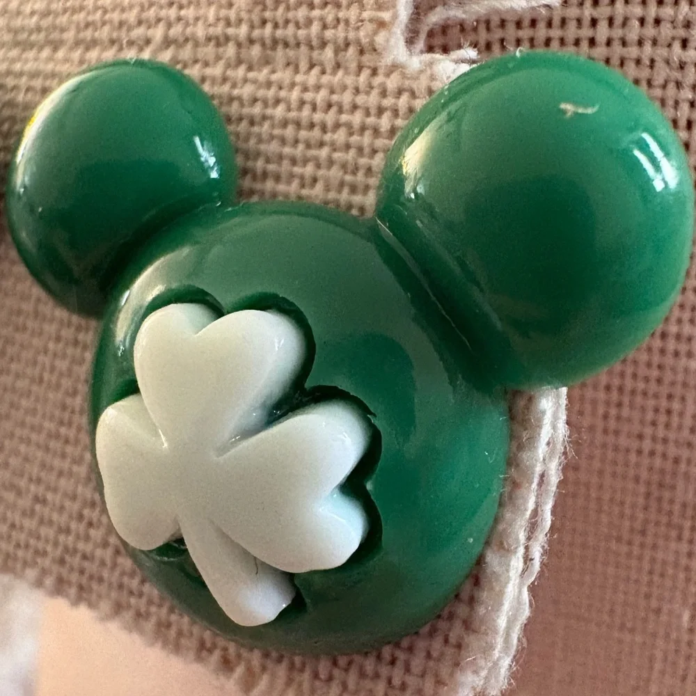 Green Shamrock Mickey Mouse Kids Earrings